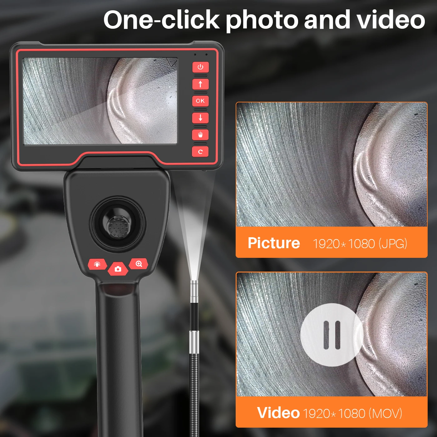 Фото Камера Ednoscope WDLUCKY 1080P 360 с объективом 5 дюймов 5,5 мм, промышленный мини-эндоскоп IP67, 6 светодисветодиодный, 8 светодиодов для проверки автомобил... №5