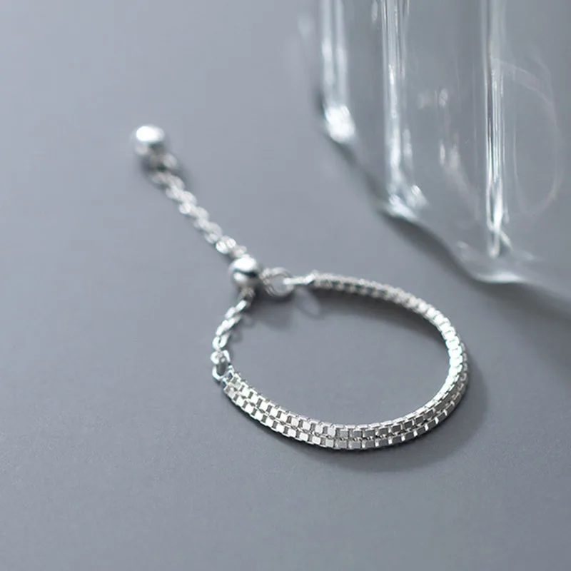 TrustDavis Real 925 Sterling Silver Fashion Minimalist Double Box Chain Ring Sizable For Women Wedding Party Fine Jewelry DA2131 - купить по