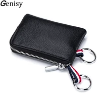 small coin purse soft leather unisex fashion zipper mini card wallet solid cute money bag men key ring slim change purse for men