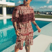summer fashion alphabet pattern oversized men set 2022 new trend casual beach style texture 3d printing t shirt shorts suits