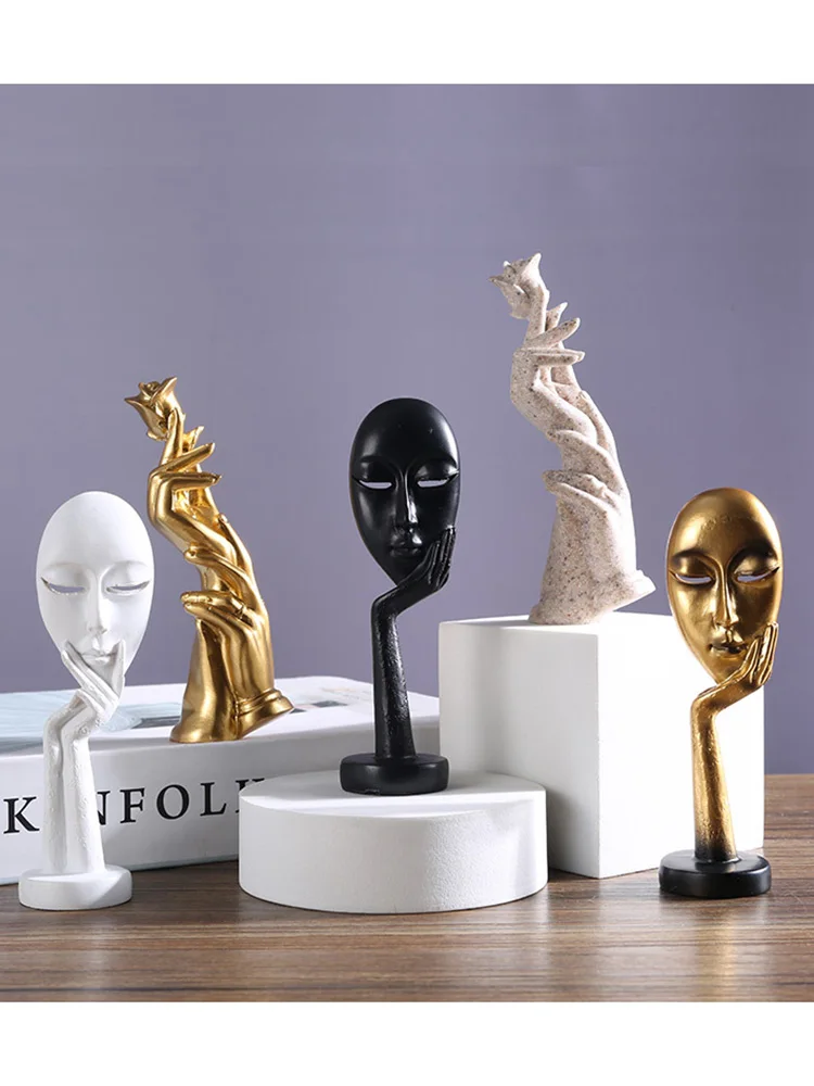 

Mini Mask Ornament Craft Resin Character Sculpture Home Modern Artwork Figurine Room Desktop Decoration