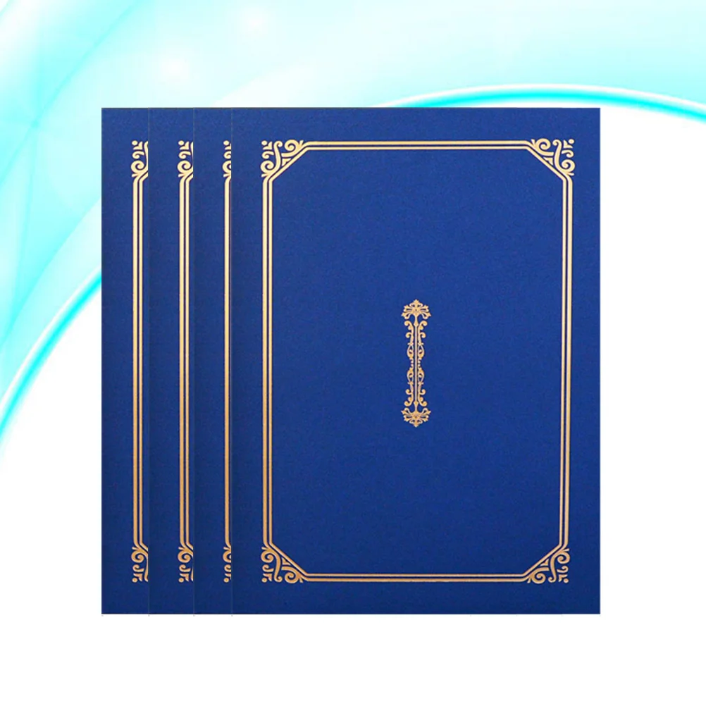 

4 Pcs A4 Certificate Holder Hot Stamping Diploma Cover Document Cover for Letter-Sized Award Certificates - 305x225cm (Navy