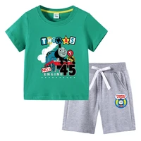 2022 thomas train childrens t shirt summer new childrens clothing version of childrens short sleeved trousers two piece suit
