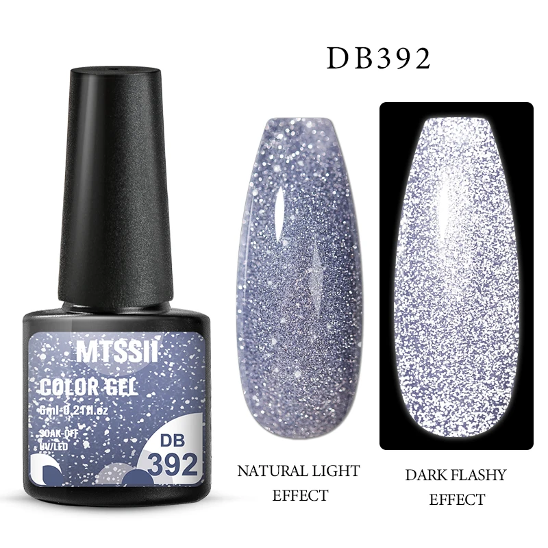 

Mtssii Reflective Glitter Gel Nail Polish Sparkling Auroras UV LED Nail Gel Semi Permanent Glitter Varnish Need Base Top Coat