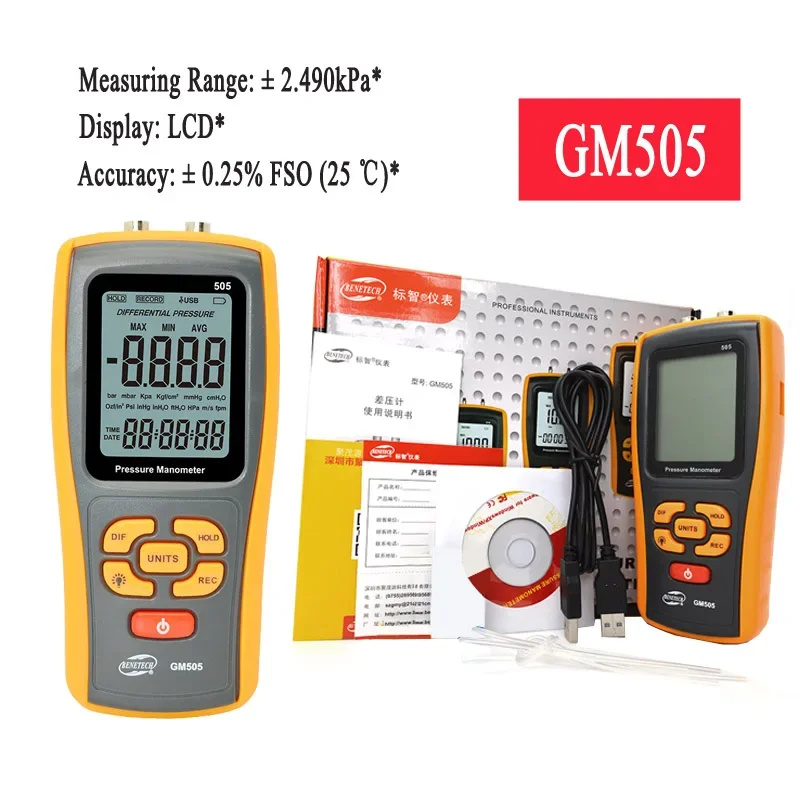 Ручной цифровой манометр BENETECH GM505 GM510 GM511 GM520