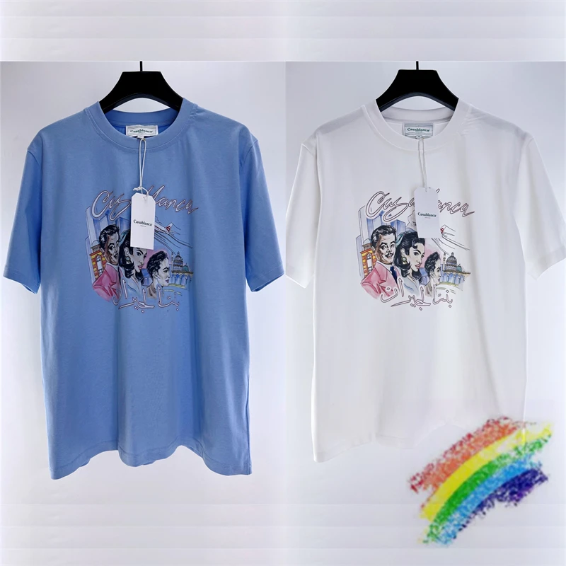 

Футболка унисекс с голубым и белым принтом