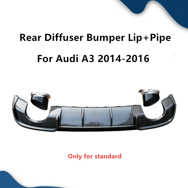 

Carbon Fiber Pattern Auto Diffuser Rear Bumper Lip For Audi A3 2014 2015 2016 Upgrade RS3 Style Diffuse Exhasut Tip