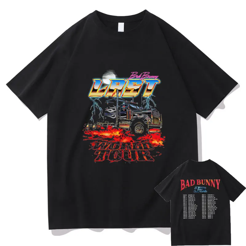 

Fashion Personality Bad Bunny T Shirts El Ultimo Tour Del Mundo Double Sided Graphic Print Tees Summer Men Women Vintage Tshirt