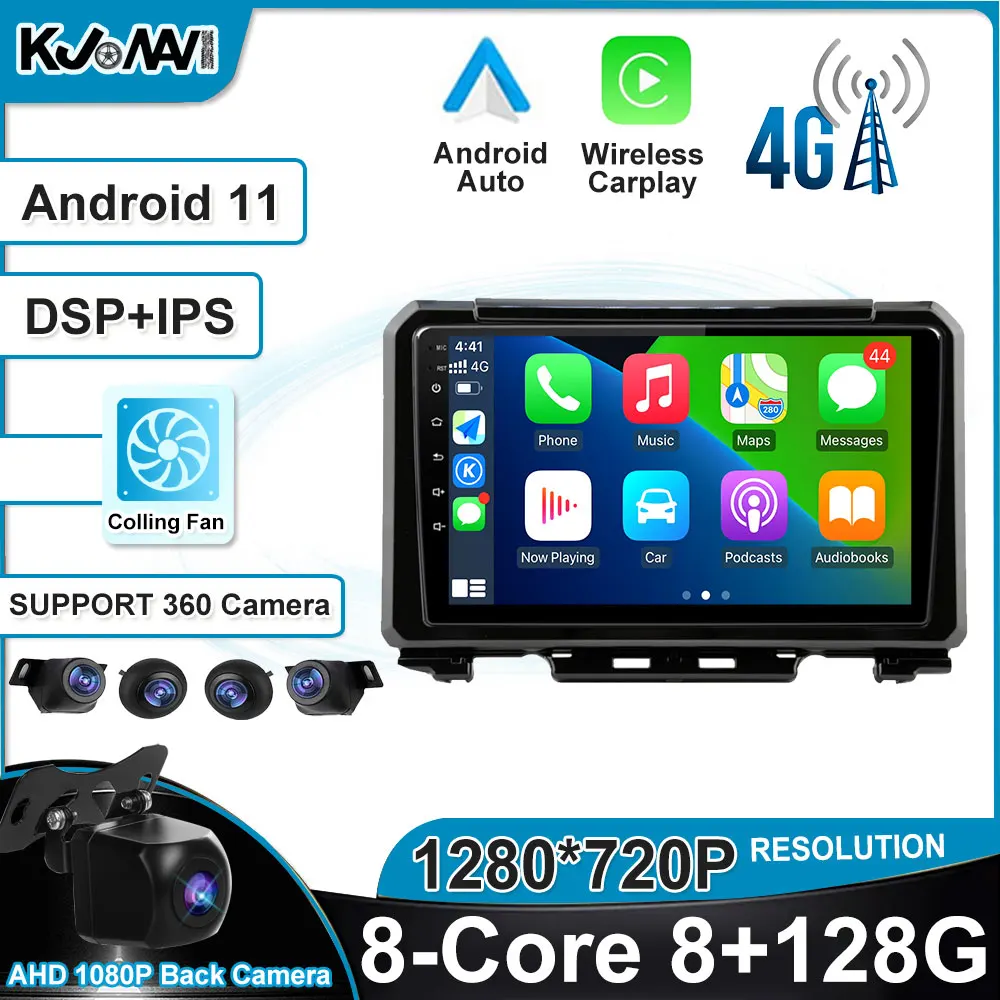 

Автомобильный радиоприемник 9 "Android 11 8 Core 4G LTE DSP, стерео, мультимедийный видеоплеер, GPS-устройство Carplay Auto для Suzuki Jimny 2018 2019 2020