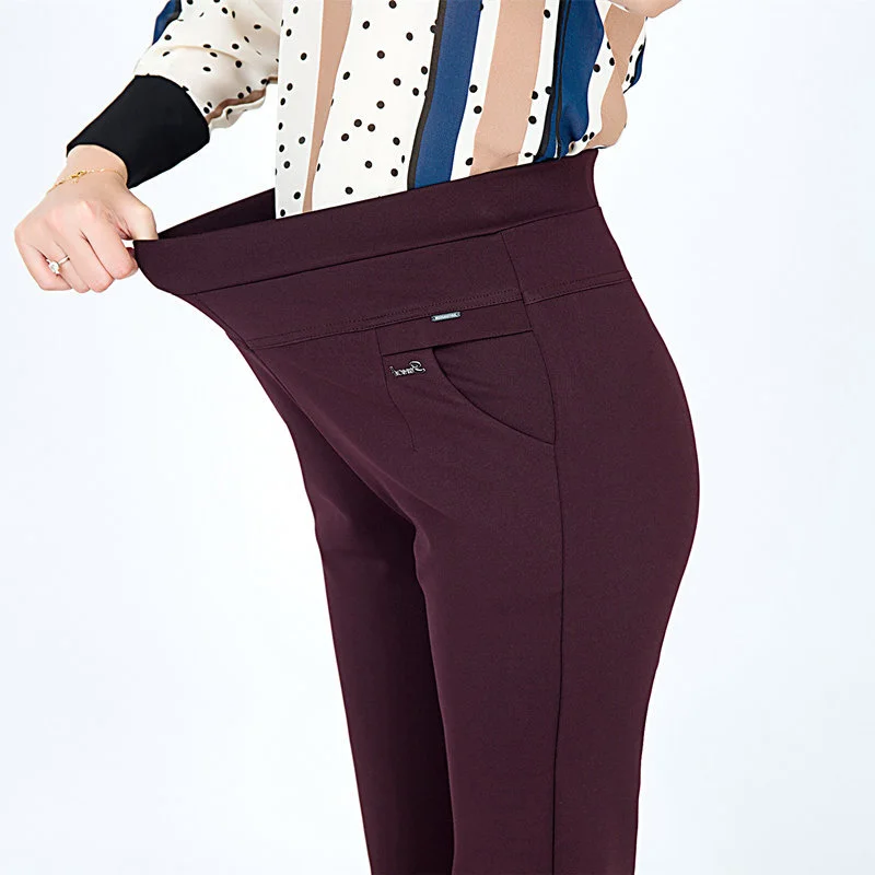 

2023 S-6XLNew autumn winter Plus Size Women's Pants Fashion Solid color Skinny high waist elastic Trousers Fit Lady Pencil Pants