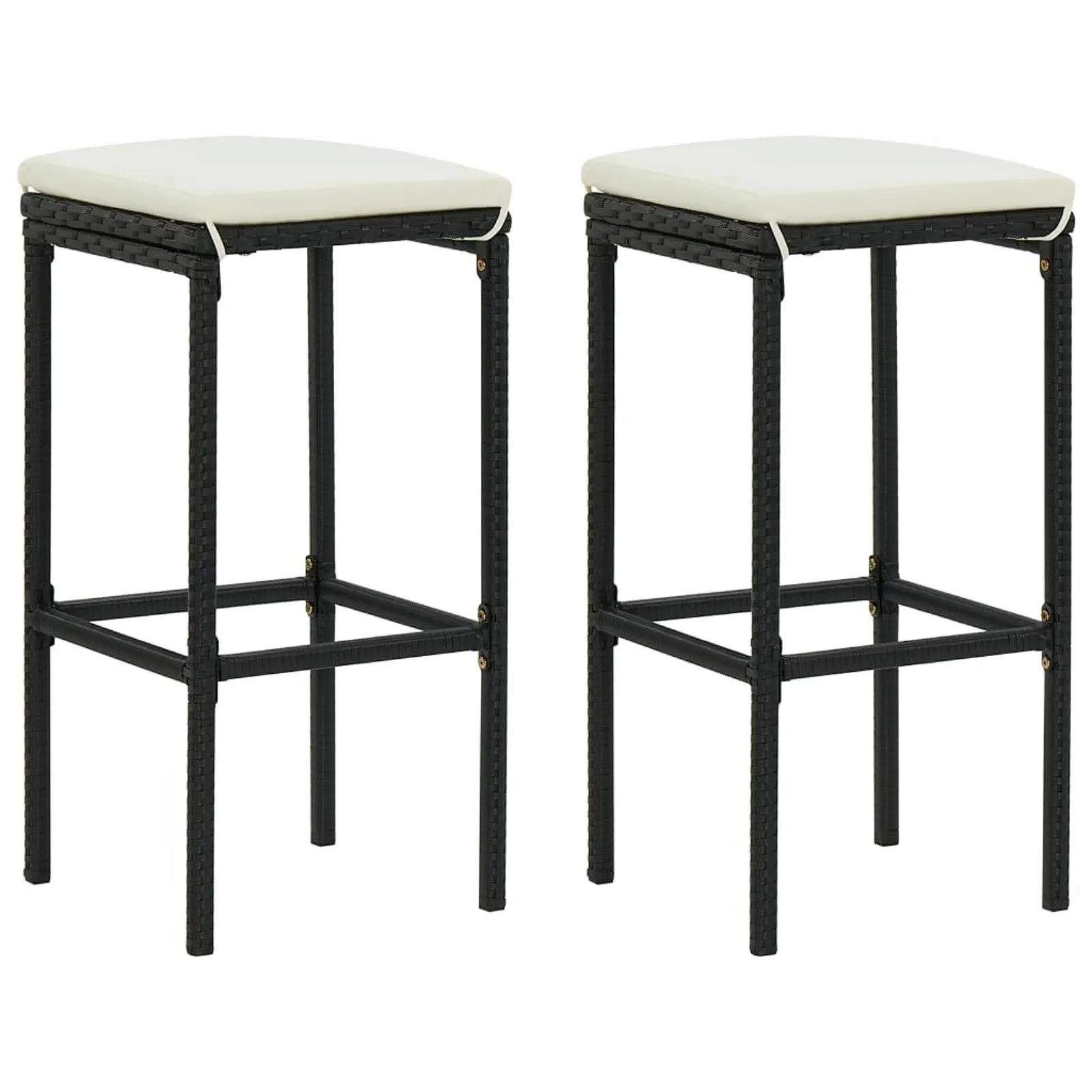 

Bar Stools with Cushions 2 pcs Black Poly Rattan