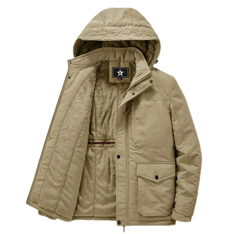 2022 Winter Fleece Mens Parka Thicken Windproof Jacket Male Cargo Vintage Cotton Coat Fashion Warm Casual Parkas Men Jackets 6XL