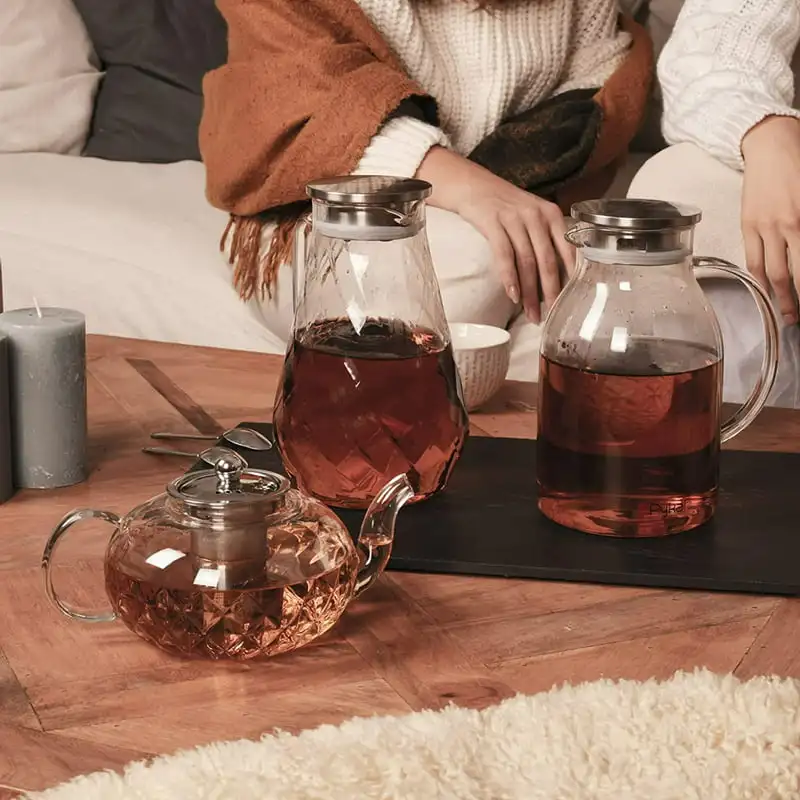 

Glass Tea Pot with Infuser & Candle Warmer for Loose, Blooming Tea