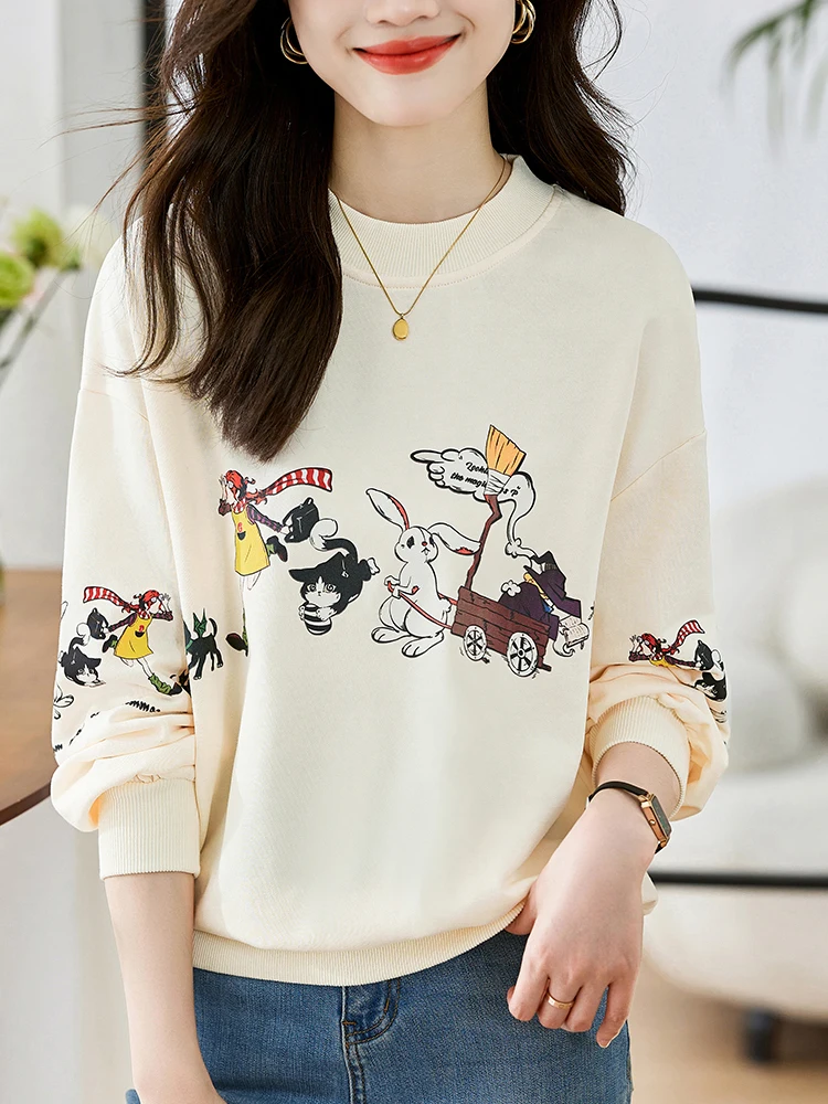 

BOBOKATEER Fashion Cute Cartoon Printed T-Shirt Women Clothing 2023 Casual Loose Sweatshirt Top Femme Poleras Mujer Camisetas