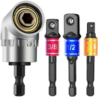 3pcs 14 38 12 hex shank drill nut driver bit set with 105 degree right angle driver extension screwdriver drill attachment