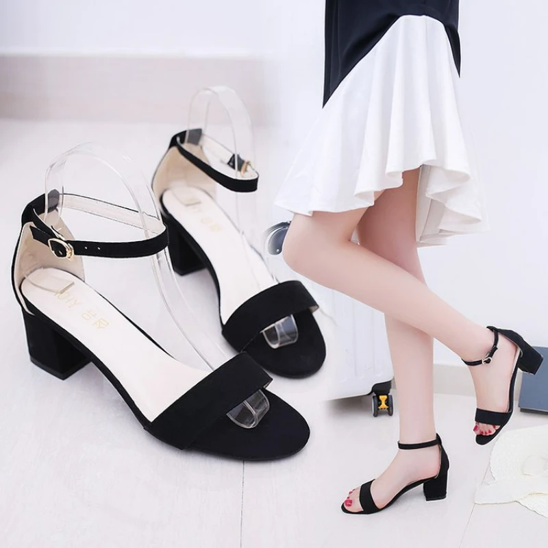 

Sandals Women's Thick Heels High Heels Fashion Sandals Summer Word Buckle