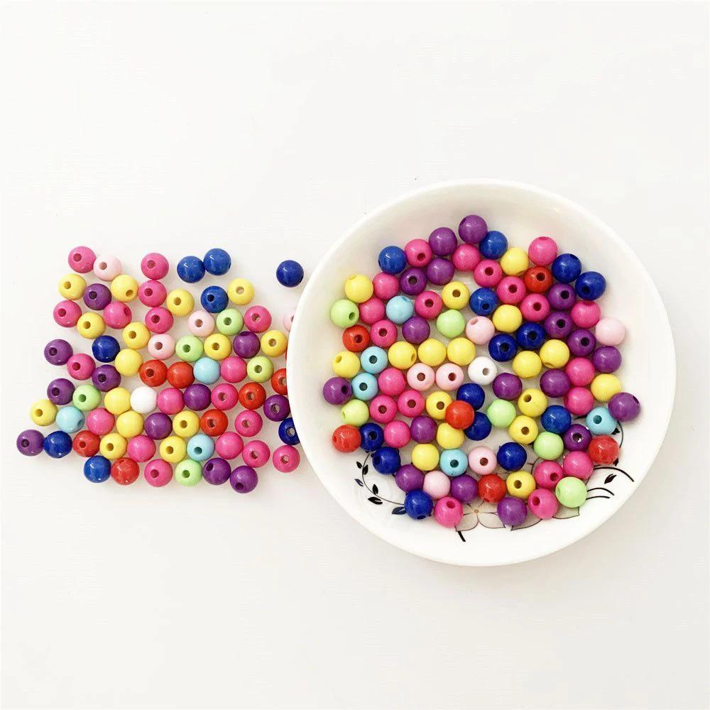 

High quality 8mm double hole multi-color mixed round bead ABS acrylic bead accessories DIY jewelry accessories beaded trim