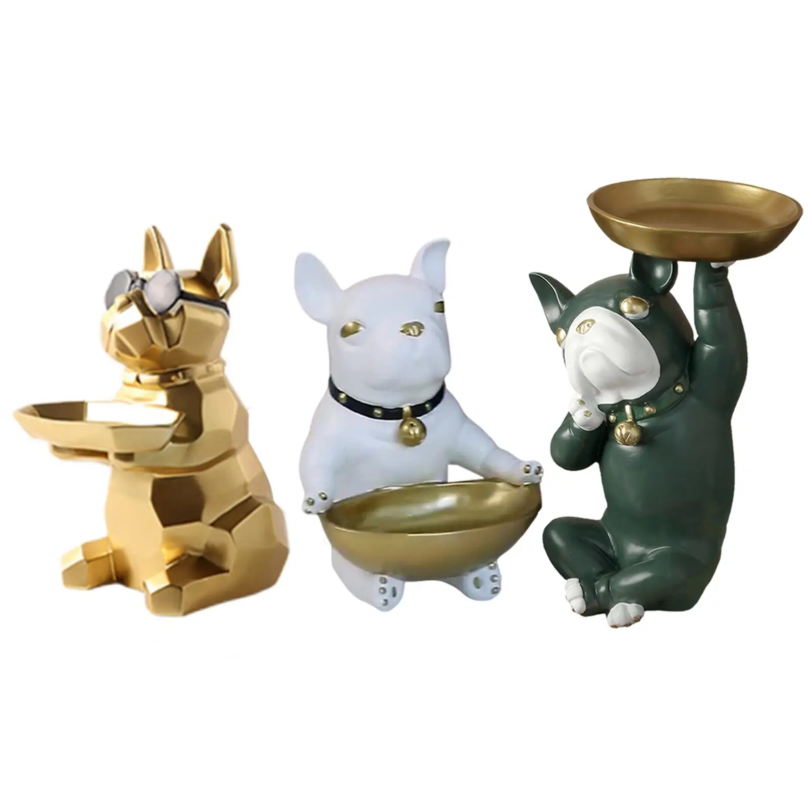 

Bulldog Figurine Vanity Tray Storage Makeup Earings Candy Earrings Bracelet Key Holder Statue Tops Entrance Bedroom Decoration