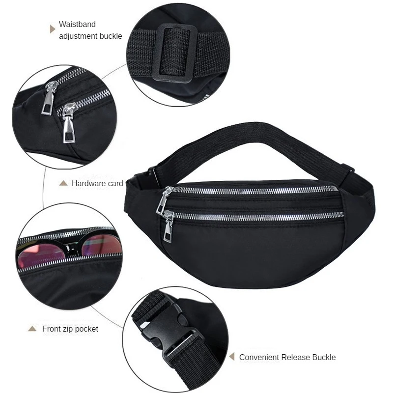 Fashion Waterproof Wholesale Outdoor Black Travel Pouch Waist Bag Belt Sling Bag Chest Fanny Pack Crossbody For Men Ladies