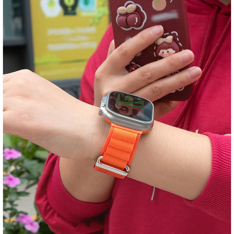 Ремешок Alpine для Apple Watch Ultra 2/1 Band 49 мм 45 44 м 42 41 40 38 нейлоновый браслет IWatch 9 8 7 6 5 4 3 SE