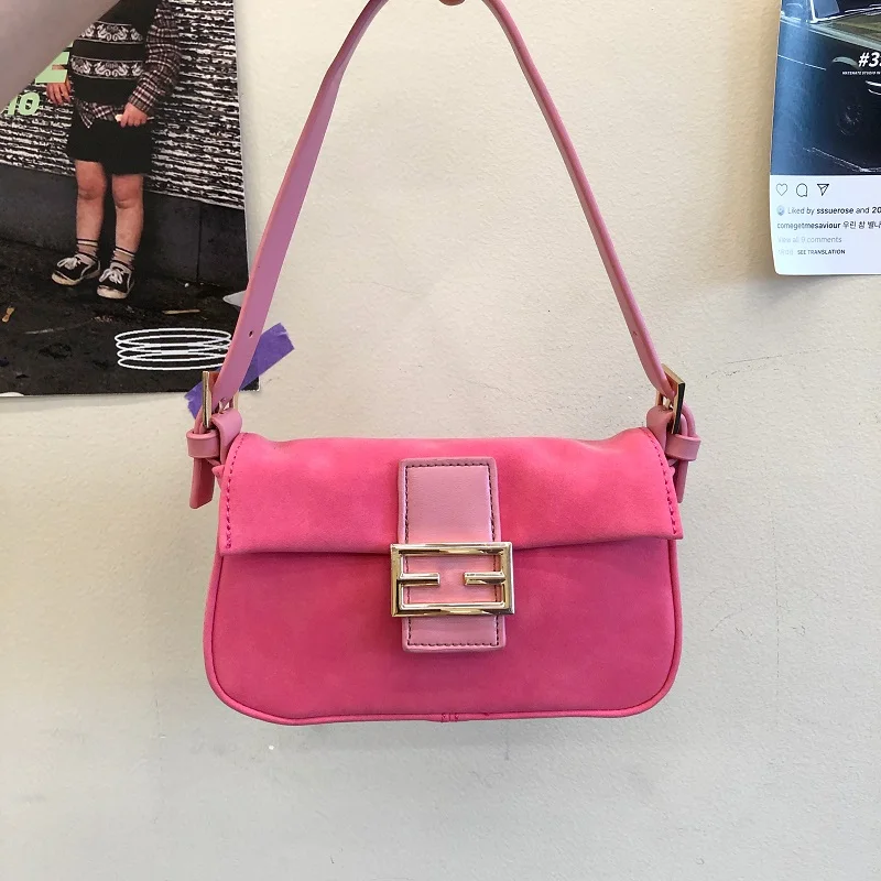 Миниатюрная сумочка для подмышек в стиле ретро с отделкой грязной пудры Женский