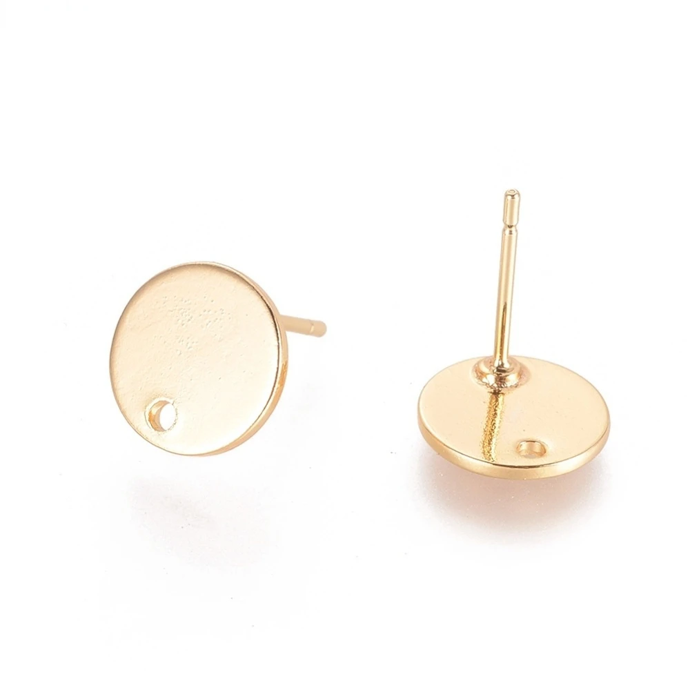 

2-10pcs Brass Stud Earring Findings with Hole Flat Round Nickel Free Real 18K Gold Plated 10mm Hole: 1mm Pin: 0.8mm