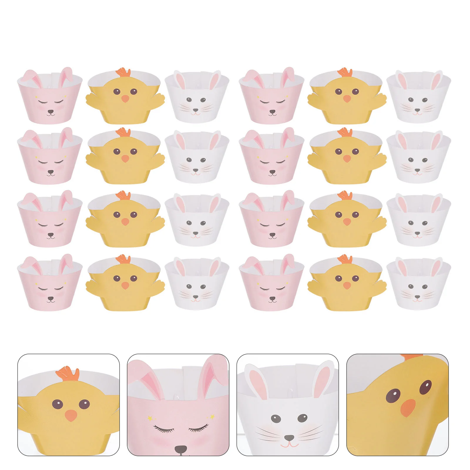 

24Pcs Easter Cupcake Wrappers Cartoon Animal Bunny Rabbit Cake Wrappers Ornament