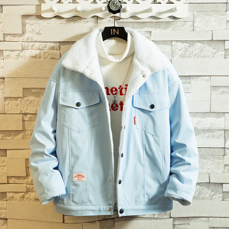 

Men Oversize Coat Winter Warm Fleece Hoodie Button Jacket Lined Sherpa Outwear