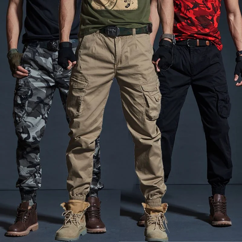 

Summer New Casual Cargo Pants Men Military Tactical Joggers Solid Color Cargo Pants Multi-Pocket Fashions Trousers Mens Pants