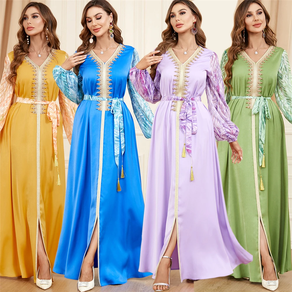 

Eid Party Dress Muslim Abayas Women Arab Morocco Ramadan Abaya Dubai Turkey Islam Kaftan Robe Longue Musulmane Vestidos Largos