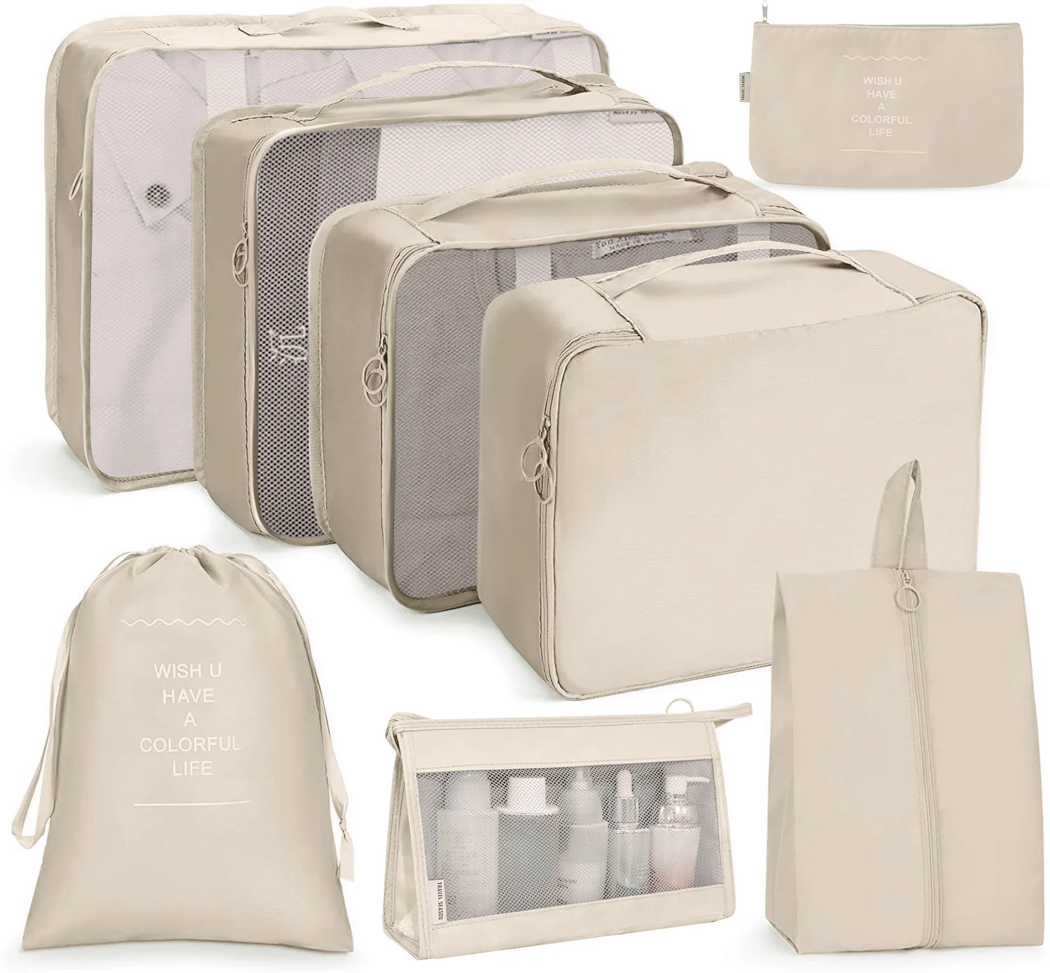 

9PCS/Set Portable Organizer Bags for Travel Storage Luggage Suitcase Waterproof Clothes Sorting Organizer Pouch Packing Cubes