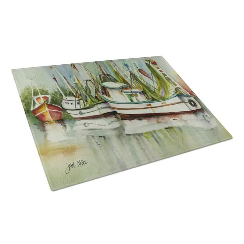 

Treasures Ocean Springs Shrimper Glass Cutting Board Large
