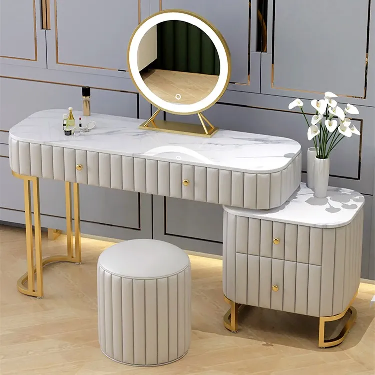 

Регулируемый туалетный столик, Женский комод для спальни, роскошный современный туалетный столик, набор мебели для спальни, белый стол MC