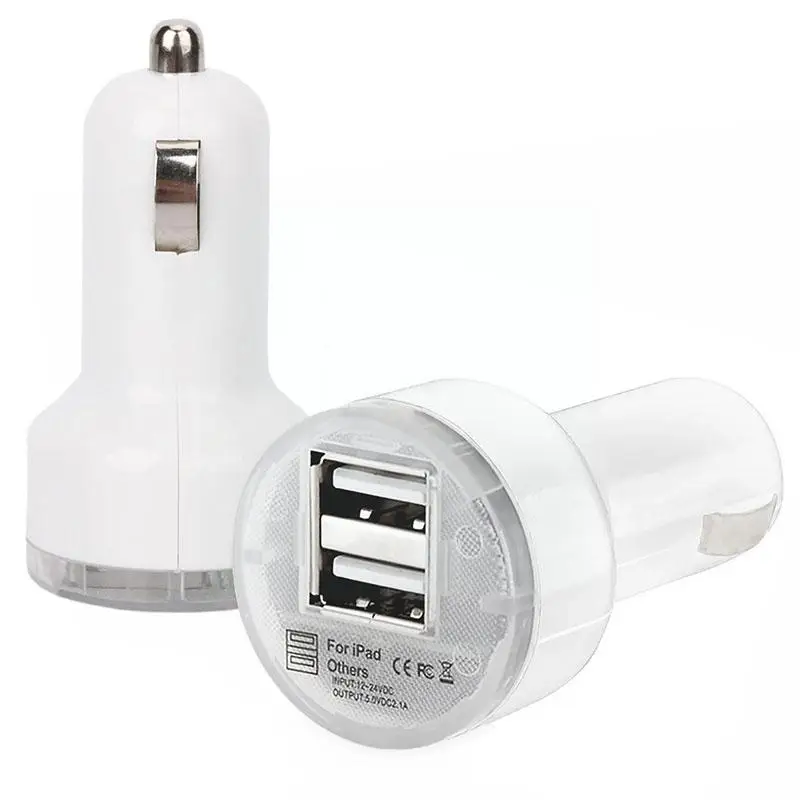

Square LED Dual USB Car Charger 2 Port Fast Charging Universal White Choose Color Adapter Lighter Black Can Cigarette Charg A8F4