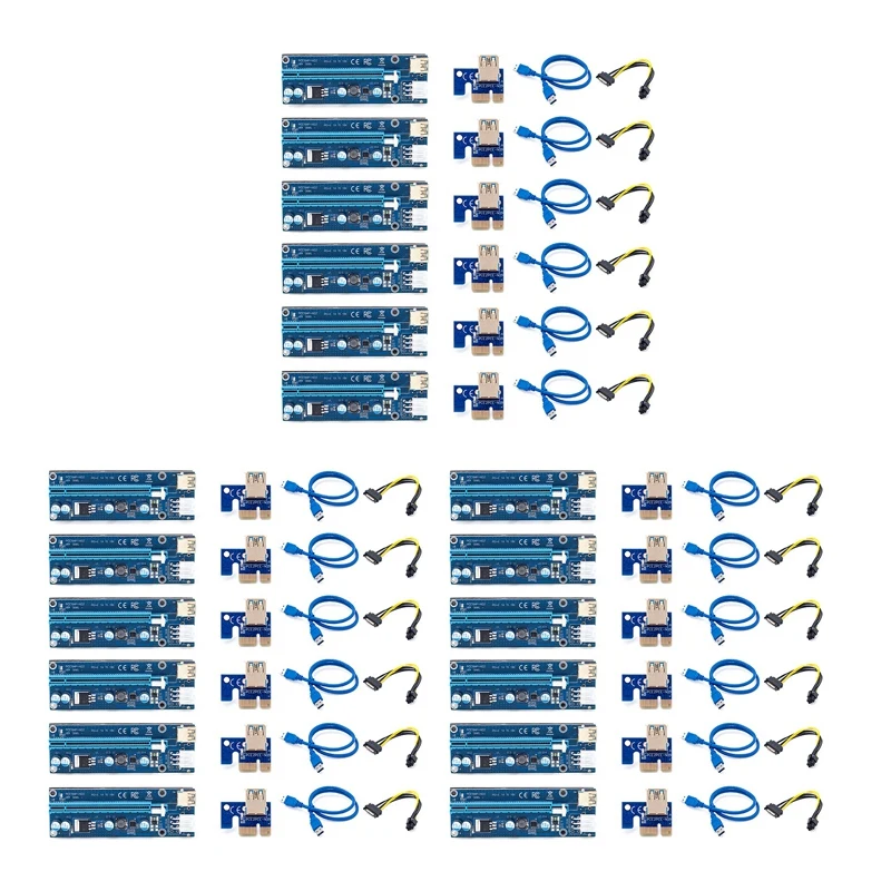 

18 шт., Райзер-адаптер VER009S USB 3,0 PCI-E, 1X 4X 8X 16X