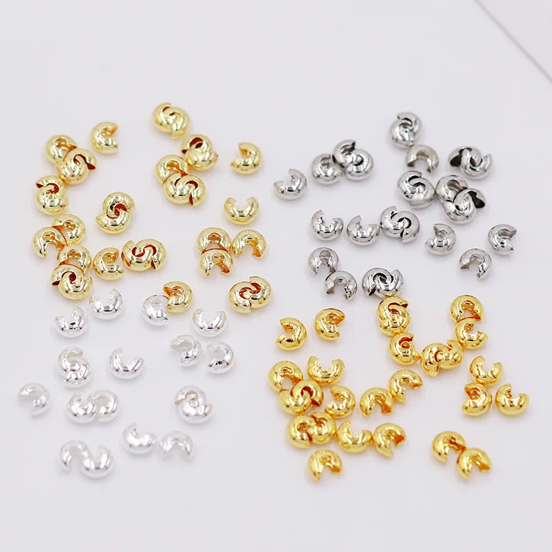 Open Crimp Covers End Beads Stopper Spacer 3mm 4mm 5mm Gold and Silver Color Plated Copper Jewellery Findings Diy Making Suppli
