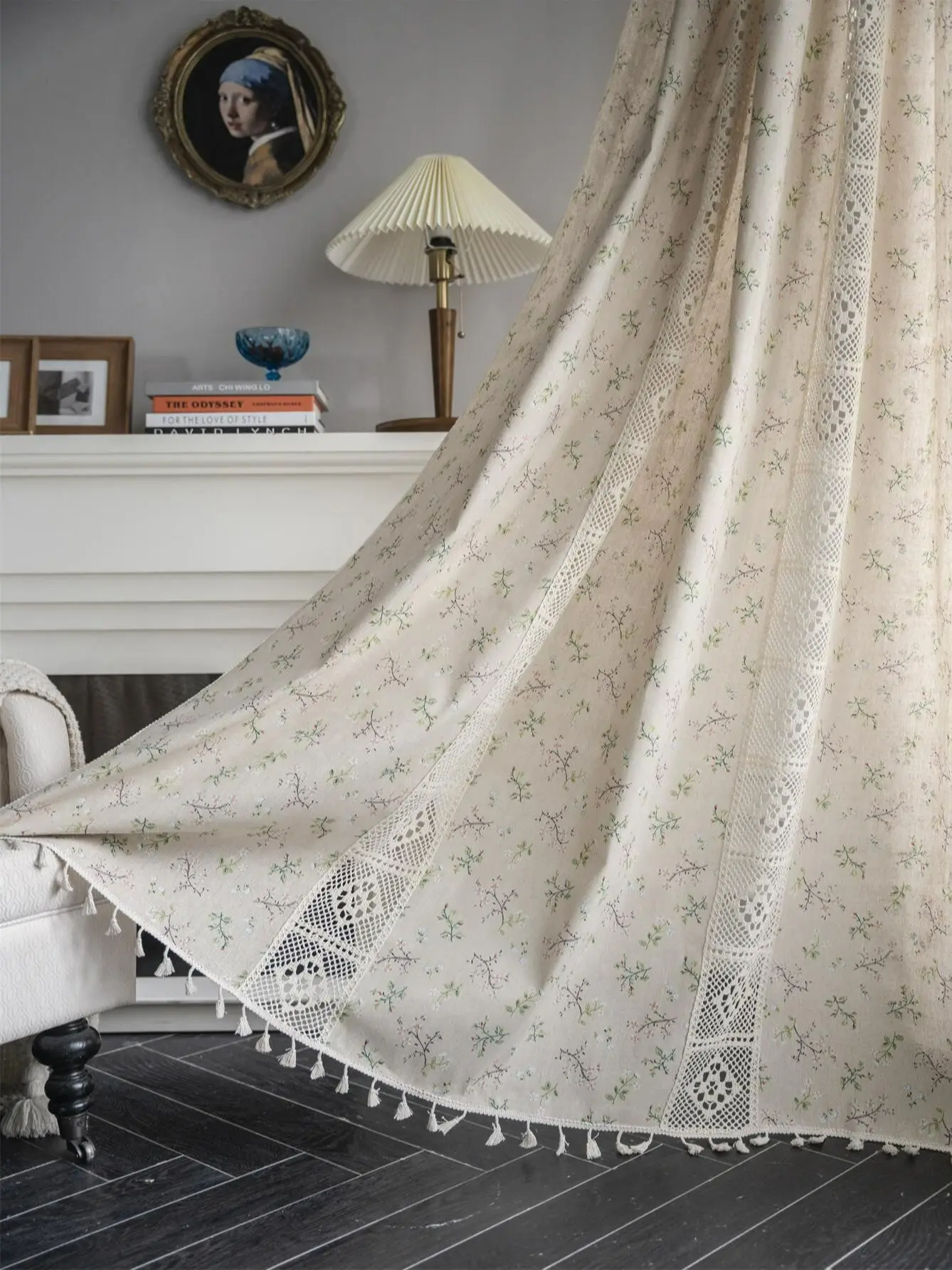 

Полупрозрачные шторы Boho из полиэстера и хлопка, бежевые, 1 панель