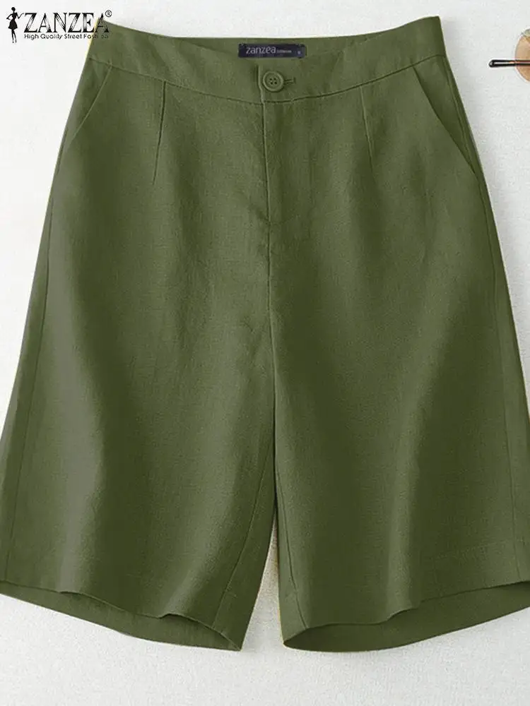 

Summer Shorts ZANZEA Women Causal High Waist Suit Shorts Vintage Loose OL Work Short Pants Female Solid Baggy Pantalon Palazzo