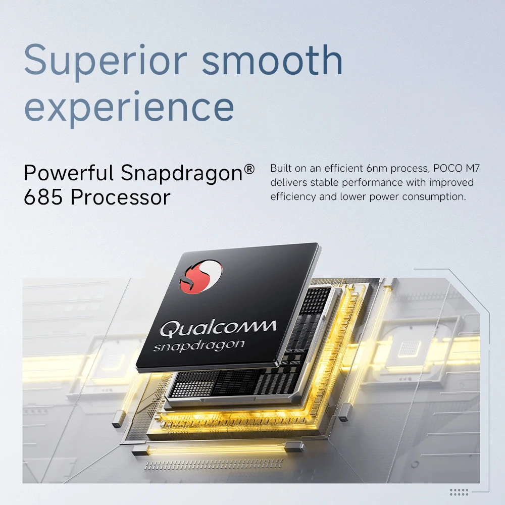 Глобальная версия POCO M7, оригинальный смартфон Snapdragon 685 6,9 дюйма, 144 Гц, FHD + DotDisplay, 50 МП, 7000 мАч, аккумулятор, 33 Вт, быстрая зарядка, NFC (art.: 3920d495cbf7b) - 3920d495cbf7b