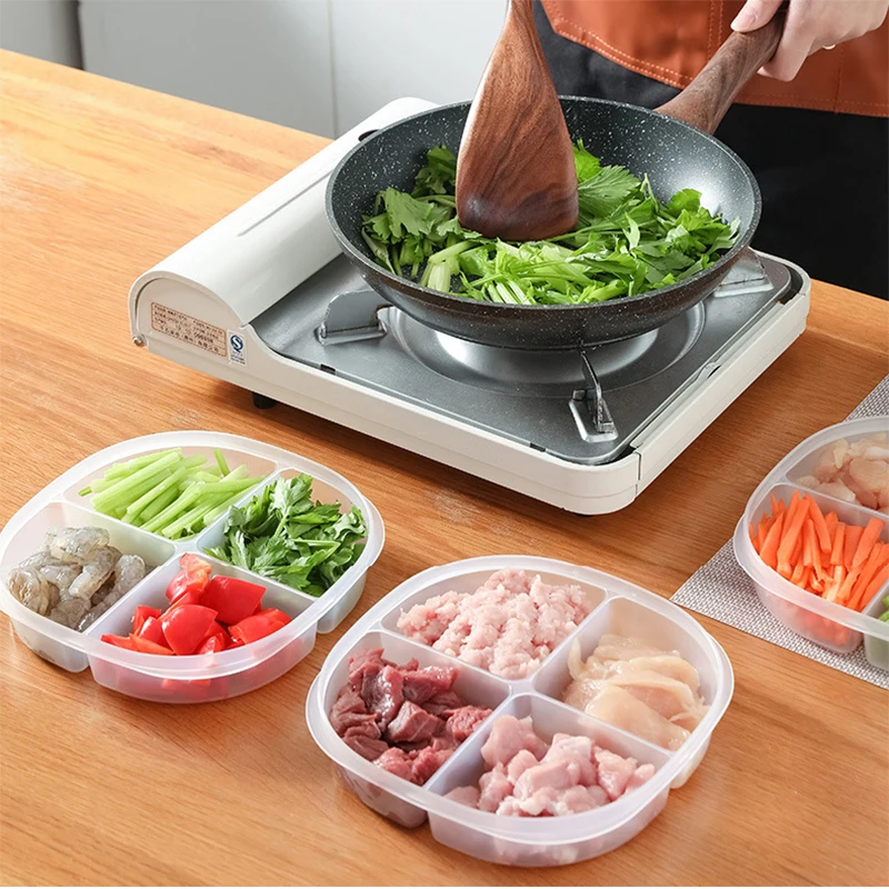 

Контейнер для хранения пищевых продуктов с крышкой, 4 ячейки