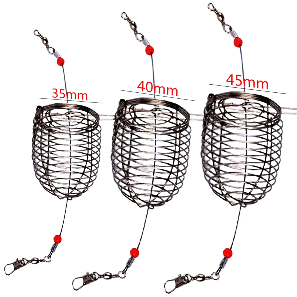 

5PCS Fish Small Stainless Steel Bait Cage Basket Feeder HolderFishing Lure Cage Fishing Accessories