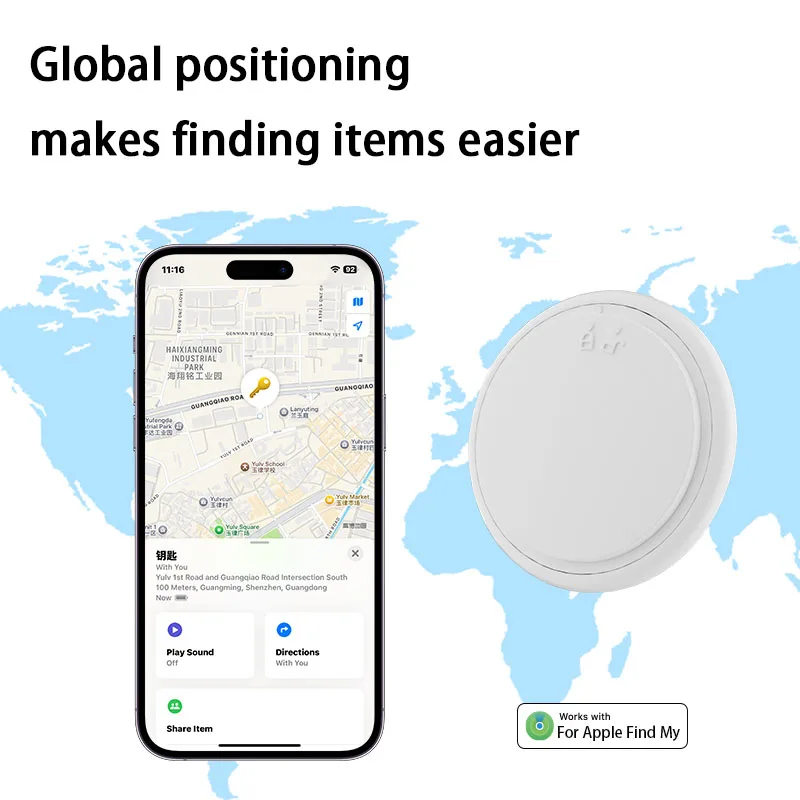 Фото Мини GPS-трекер Xiaomi, система Airtag, глобальный локатор для пожилых детей, анти-потерянный пояс для домашних животных, трекер, напоминание о выпадении для iPhone №2