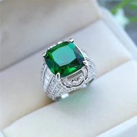 new vintage silver plated square crystal engagement rings for women green cz stone inlay fashion jewelry wedding party gift ring