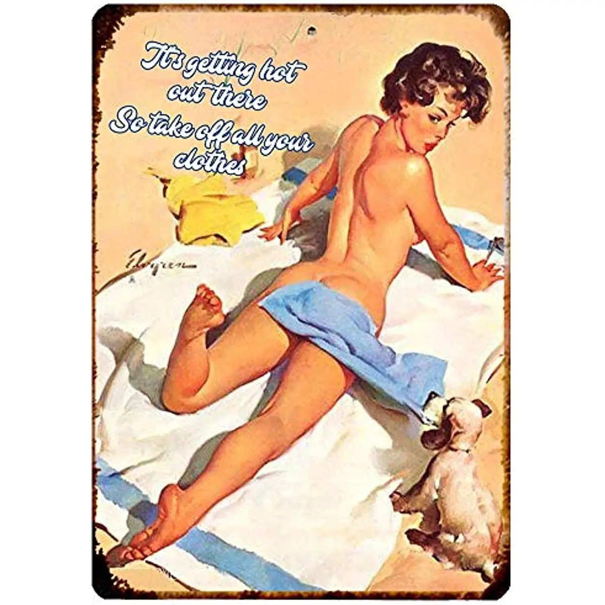 

Tin Sign Pin Up Girl Getting Hot Take Clothes Off Man Cave for Home Bar Pub Kitchen Garage Restaurant Wall Deocr Signs 12x8inch