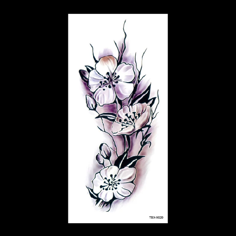 

Color Printed Flower Tattoo Stickers For Rose, Lotus, Plum Blossom Women's Color Printed Temporary Tattoos Stickers 190x 90mm