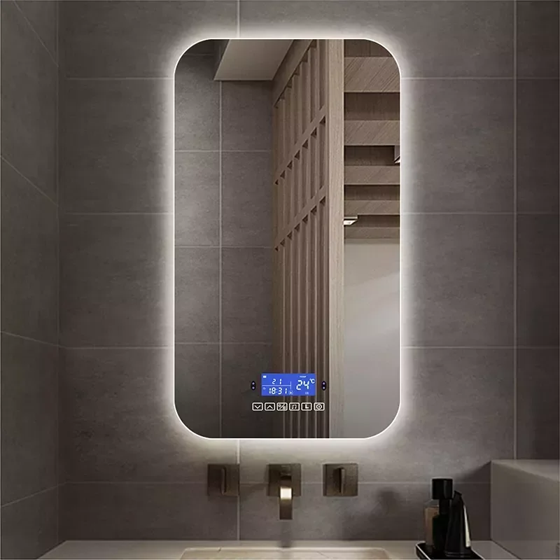 

LED Rectangle Vanity Bathroom Mirror Whit 3 color Light+Bluetooth+Anti Fog+Human-body induction Makeup backlight mirror