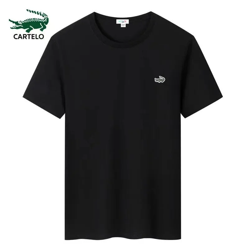 

CARTELO 2022 Summer New 100% Cotton T Shirt Men Causal O-neck Basic Embroidered T-shirt Male High Quality Classical Tops