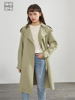 ziqiao japanese womens trench office lady windbreaker womens long trench 150cm 2021 new spring coat loose casual women coat