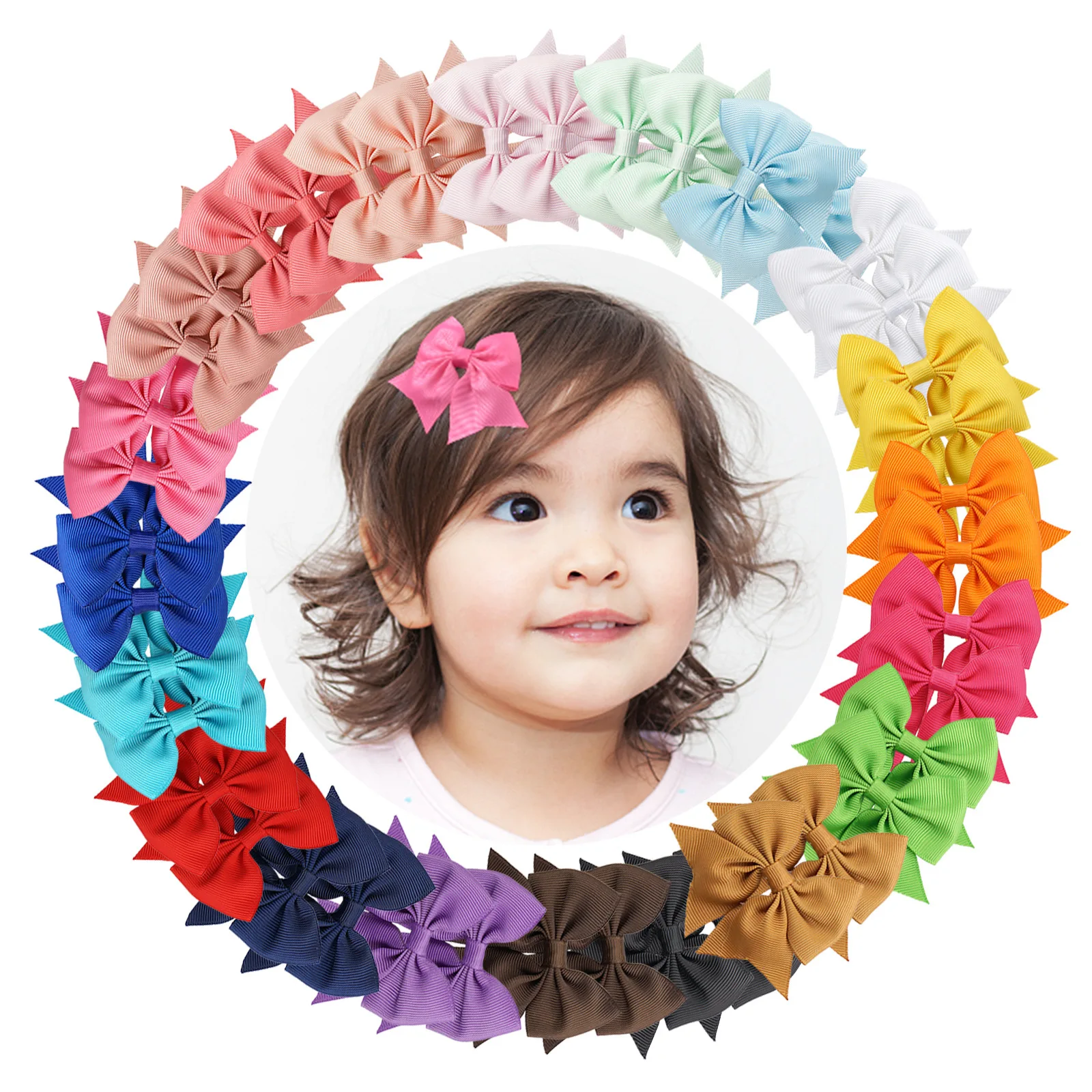 

40 Pcs Baby Girls Hair Bows in Pairs 3.5'' Ribbon Bows Alligator Hair Clips Barrettes for Infants Toddlers Girls Kids