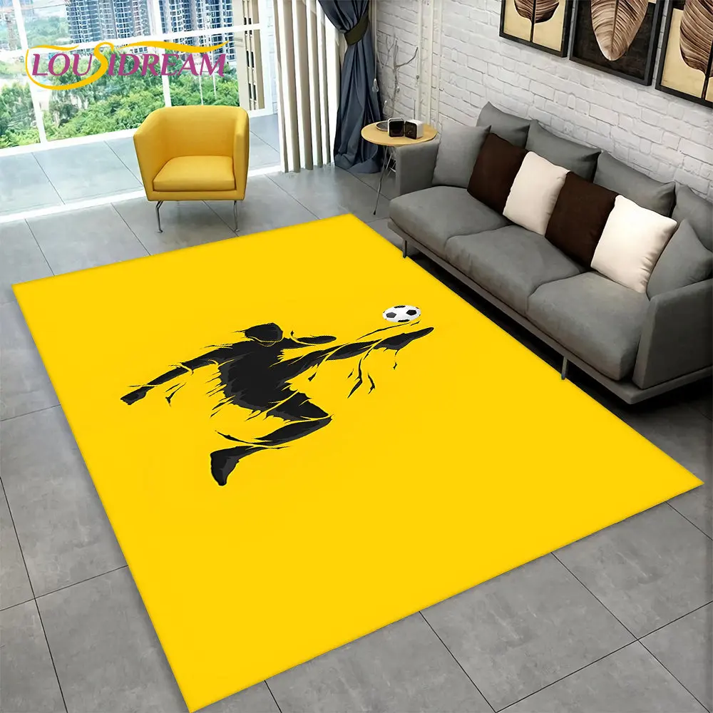 

3D Soccer Football Field Cartoon Area Rug,Carpet Rug for Living Room Bedroom Sofa Playroom Doormat Decor,Kid Non-slip Floor Mat